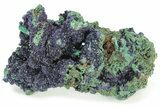 Sparkling Azurite Crystals on Fibrous Malachite - China #236687-1